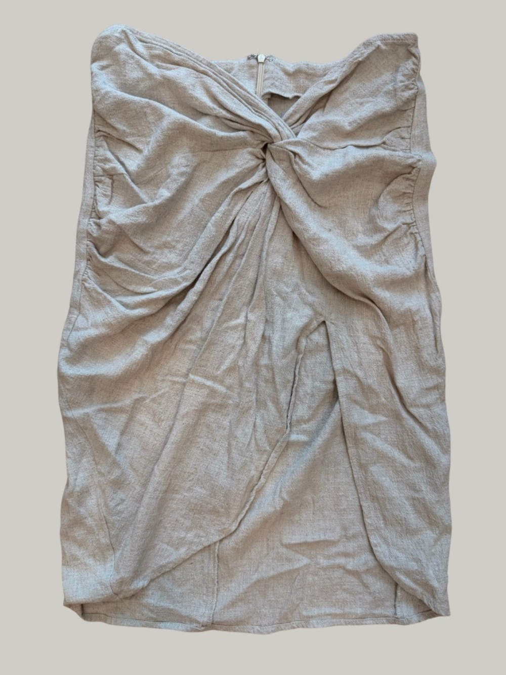 EUC Twist Front Beige Midi Skirt